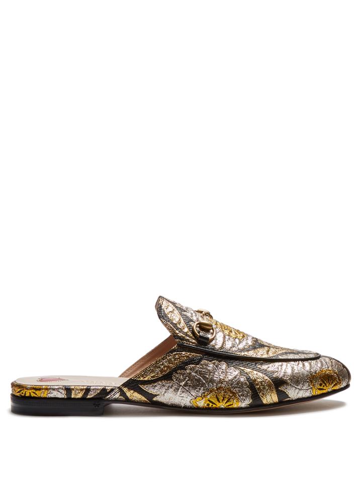 Gucci Princetown Jacquard Backless Loafers