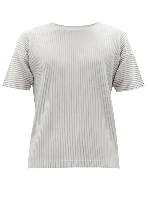 Matchesfashion.com Homme Pliss Issey Miyake - Technical-pleated Knit T-shirt - Mens - Light Grey