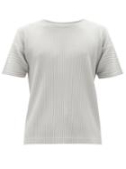 Matchesfashion.com Homme Pliss Issey Miyake - Technical-pleated Knit T-shirt - Mens - Light Grey