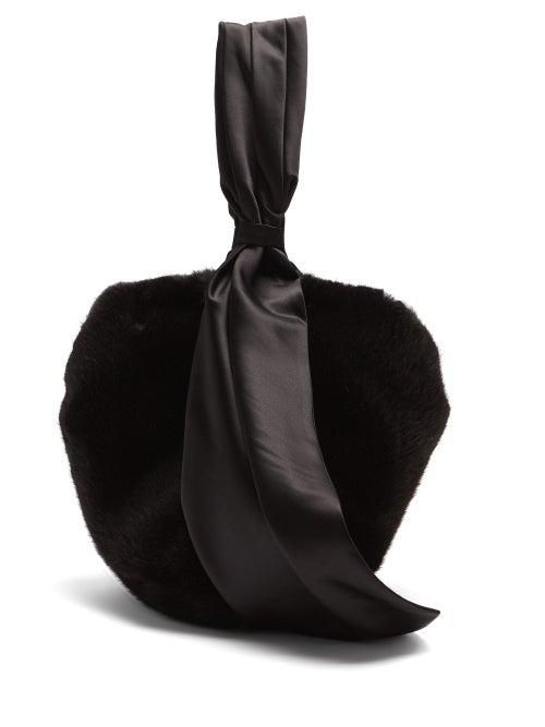 Matchesfashion.com Simone Rocha - Satin-strap Faux-fur Bag - Womens - Black