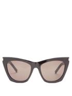 Saint Laurent Kate Square Cat-eye Frame Acetate Sunglasses