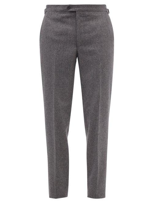 Thom Sweeney - Flat-front Cropped Wool-flannel Trousers - Mens - Grey