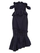 Matchesfashion.com Brock Collection - Piermaria Ruched Chambray Dress - Womens - Navy