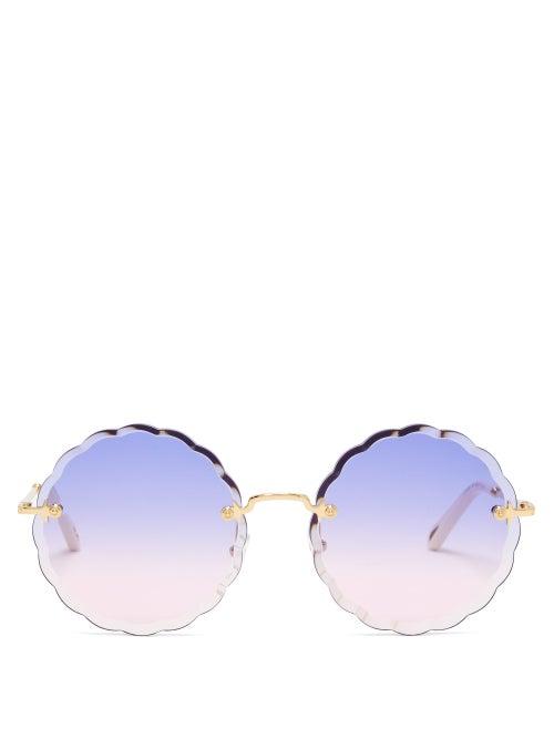 Matchesfashion.com Chlo - Rosie Round Metal Sunglasses - Womens - Purple Gold