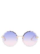 Matchesfashion.com Chlo - Rosie Round Metal Sunglasses - Womens - Purple Gold