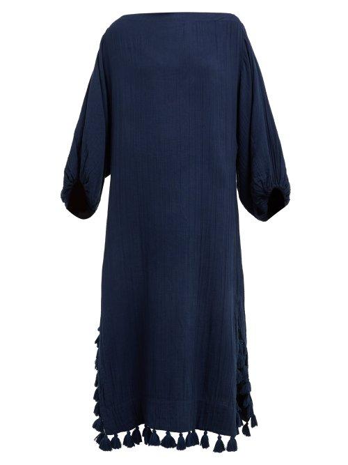Matchesfashion.com Rhode Resort - Delilah Pom Pom Cotton Dress - Womens - Navy