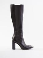 Alexander Mcqueen - Punk 90 Metal-toecap Leather Knee-high Boots - Womens - Black Silver