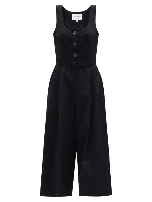 Matchesfashion.com Carolina Herrera - Wide-leg Cotton-blend Twill Jumpsuit - Womens - Black