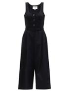 Matchesfashion.com Carolina Herrera - Wide-leg Cotton-blend Twill Jumpsuit - Womens - Black