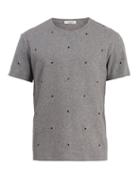 Matchesfashion.com Valentino - Eyelet Embellished Cotton Blend T Shirt - Mens - Grey