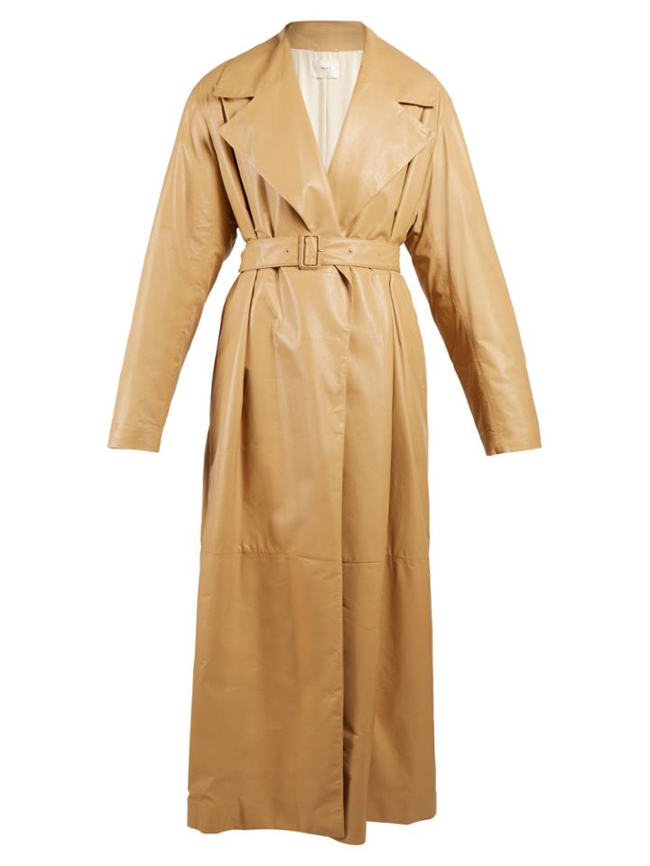 The Row Leather Oversized Long Coat