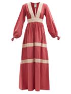 Matchesfashion.com Escvdo - Oli Tiered Cotton-poplin Maxi Dress - Womens - Dark Pink
