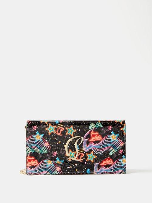 Christian Louboutin - Loubi54 Starlight-print Leather Clutch Bag - Womens - Black Multi