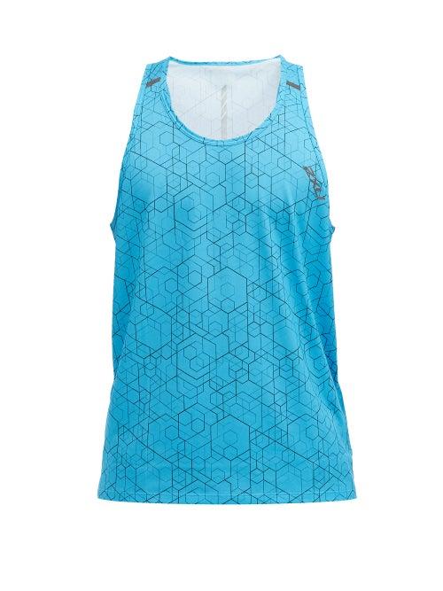 Matchesfashion.com 2xu - Ghst Geometric-print Technical-jersey Tank Top - Mens - Blue Multi