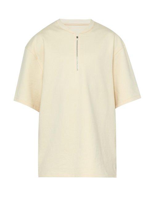 Matchesfashion.com Fear Of God - Half Zip Cotton T Shirt - Mens - Cream