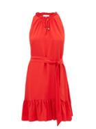 Matchesfashion.com Heidi Klein - Pampelonne Ruffle Trimmed Crepe De Chine Dress - Womens - Red