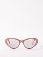 Gucci Eyewear - Cat-eye Frame Acetate Sunglasses - Womens - Pink Grey