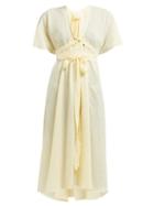 Matchesfashion.com Loup Charmant - Nautilus Organic Cotton Voile Midi Dress - Womens - Yellow