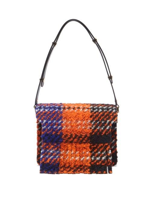 Ladies Bags Marni - Trunk Medium Tweed And Leather Shoulder Bag - Womens - Orange Multi