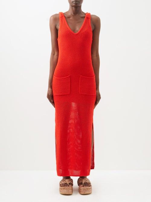 Staud - Current Knitted Cotton-blend Dress - Womens - Red