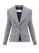 Matchesfashion.com Alexandre Vauthier - Houndstooth Cotton-blend Jacket - Womens - Navy White