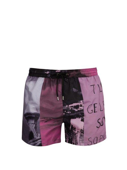 Matchesfashion.com Paul Smith - Beach Scene Print Swim Shorts - Mens - Pink
