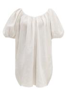 Matchesfashion.com Mara Hoffman - Odine Puff Sleeve Linen Dress - Womens - White