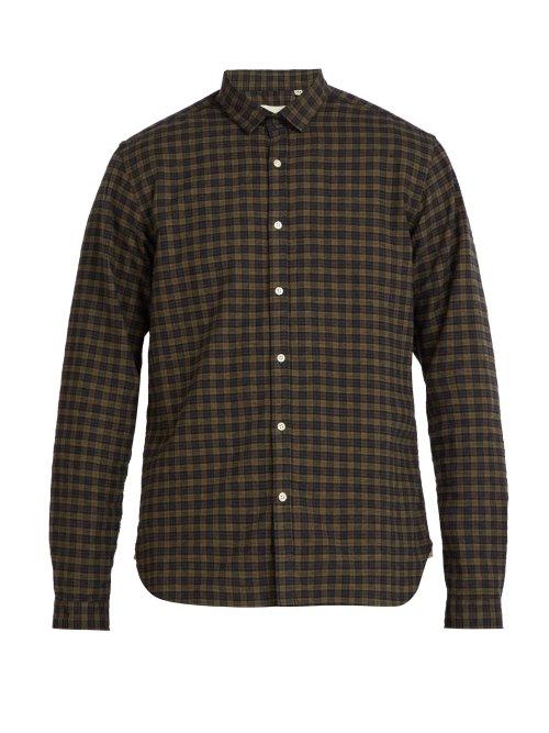 Matchesfashion.com Oliver Spencer - Clerkenwell Checked Cotton Blend Shirt - Mens - Brown Multi