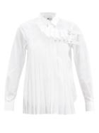 Matchesfashion.com Noir Kei Ninomiya - Pleated & Buckled-strap Cotton-poplin Shirt - Womens - White