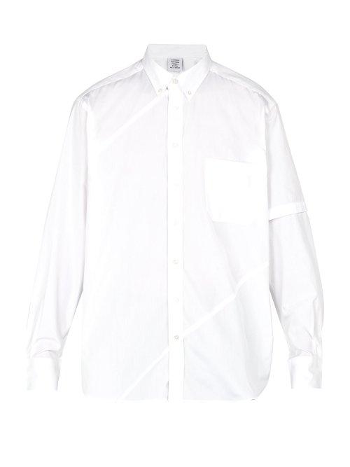Matchesfashion.com Vetements - Logo Embroidered Patch Pocket Cotton Shirt - Mens - White