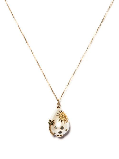 Matchesfashion.com Yvonne Lon - Joie De Vivre Pearl, Sapphire & 9kt Gold Pendant - Womens - Pearl