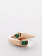Shay - Bypass Emerald & 18kt Rose Gold Ring - Womens - Green Multi