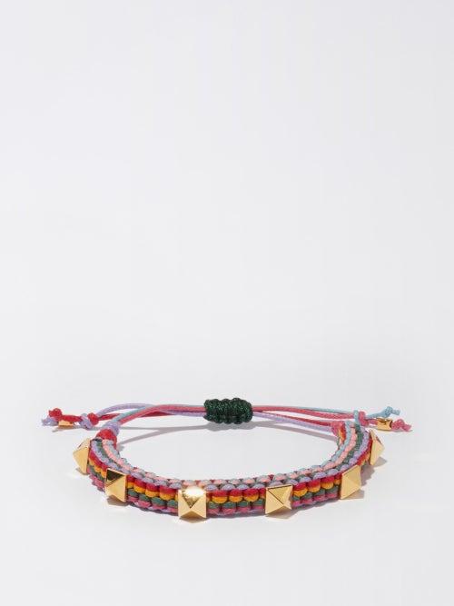 Valentino Garavani - Rockstud Braided Cord Bracelet - Womens - Multi