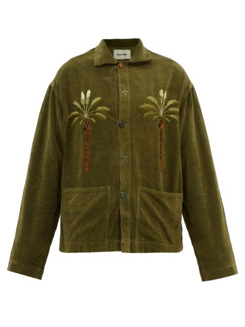 Story Mfg. - Short On Time Embroidered Cotton-corduroy Jacket - Womens - Khaki