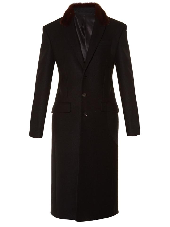 Givenchy Fur-collar Single-breasted Wool Coat