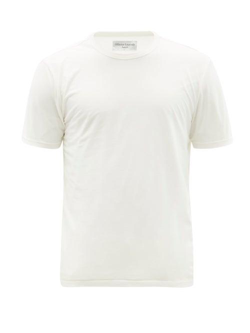 Mens Rtw Officine Gnrale - Crew-neck Pigment-dyed Jersey T-shirt - Mens - Cream