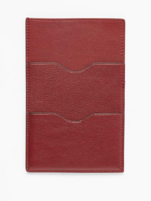 Mtier - Grained-leather Travel Wallet - Mens - Dark Red