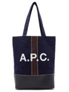 A.p.c. - Axel Striped Leather-panel Wool-blend Tote Bag - Mens - Navy