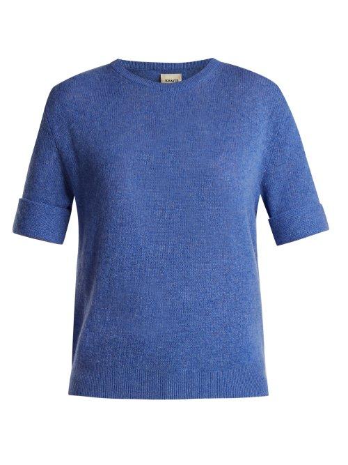 Matchesfashion.com Khaite - Lydia Crew Neck Sweater - Womens - Blue
