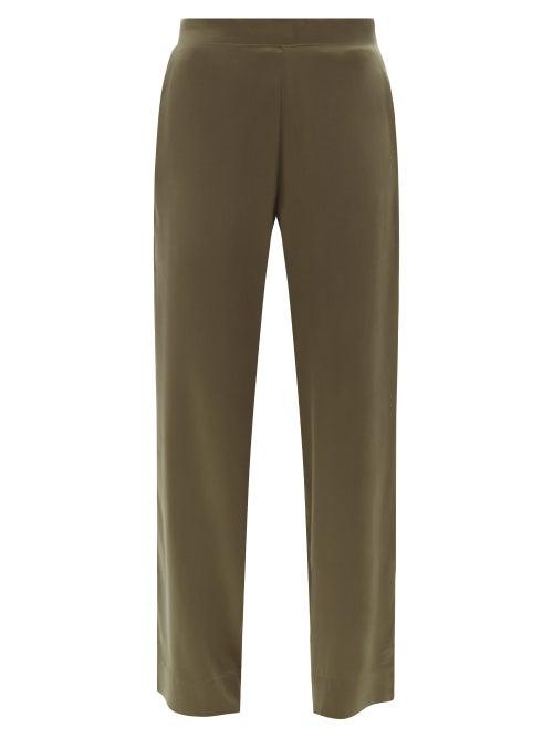 Ladies Lingerie Asceno - London Silk-satin Pyjama Trousers - Womens - Khaki