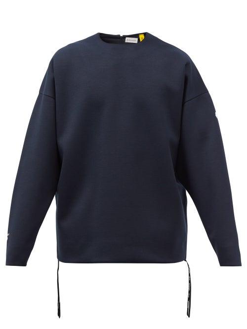 4 Moncler Hyke - Logo-print Jersey Sweatshirt - Mens - Navy