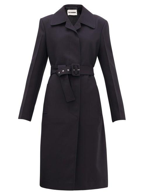 Matchesfashion.com Jil Sander - Belted Technical-twill Coat - Womens - Navy