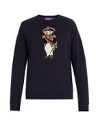 Matchesfashion.com Ralph Lauren Purple Label - Polo Bear Appliqu Cotton Blend Sweatshirt - Mens - Navy