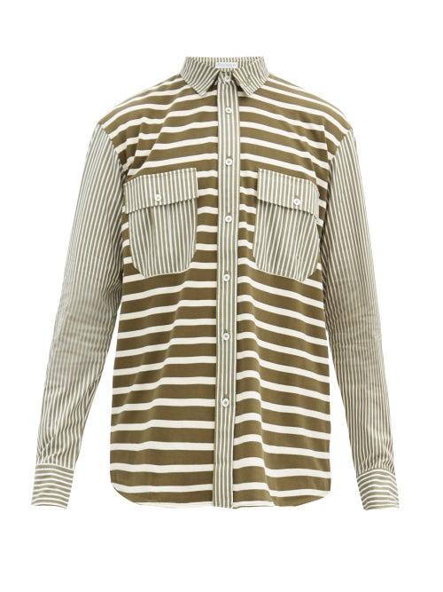 Matchesfashion.com Jw Anderson - Striped Cotton Shirt - Mens - Green