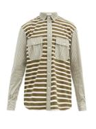 Matchesfashion.com Jw Anderson - Striped Cotton Shirt - Mens - Green