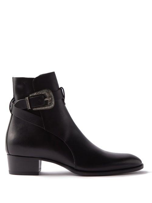 Saint Laurent - Wyatt Leather Ankle Boots - Mens - Black