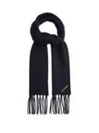 Matchesfashion.com Acne Studios - Villy Logo Embroidered Wool Blend Boucl Scarf - Mens - Navy