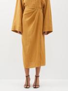 Nanushka - Lea Linen Wrap Midi Skirt - Womens - Camel
