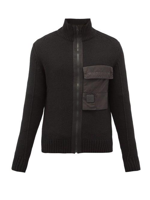 Matchesfashion.com C.p. Company - Logo-patch Wool-blend Zip-through Sweater - Mens - Black