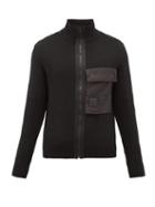 Matchesfashion.com C.p. Company - Logo-patch Wool-blend Zip-through Sweater - Mens - Black